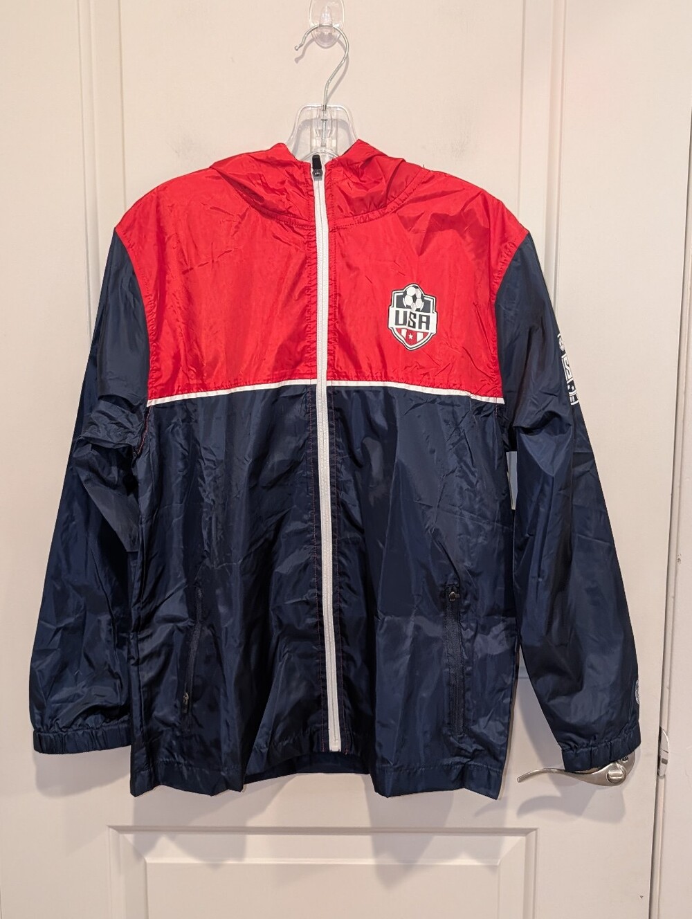 USA Colorblock Kids Windbreaker Jacket - Red & Navy